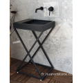 Shanxi lavabo sur colonne en granit noir